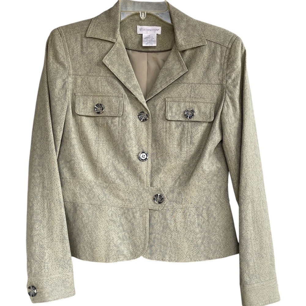Worthington linen blazer button up jacket size 6